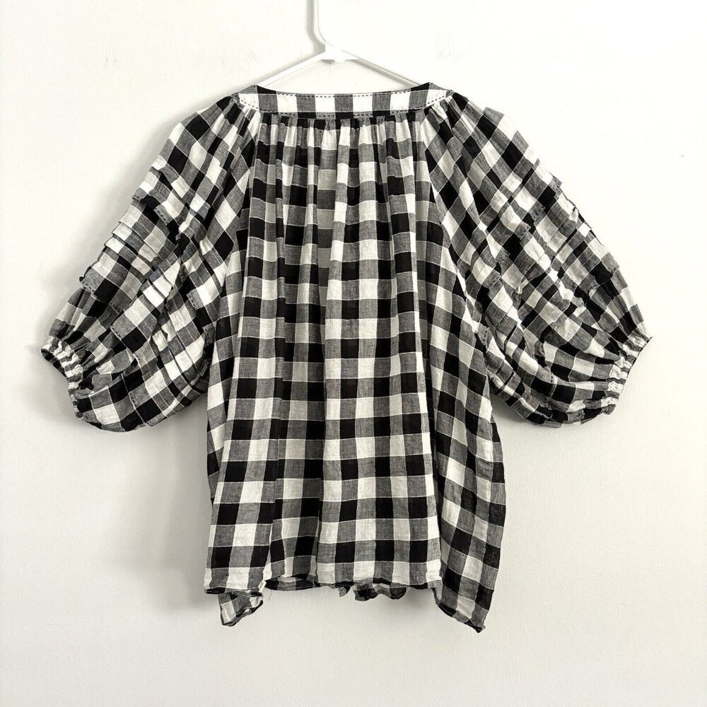 THE GREAT. Black and White Checkered Blouse - Picture 7 of 10